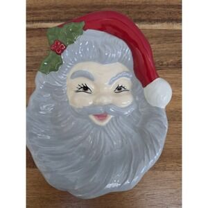 Vintage 1978 Le Fauve Ceramic Gray Hair Santa Face Hang On The Wall Plate